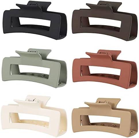 Sisiaipu 4 Inch Big Hair Clips 6 Pcs claw clips for Thick Hair Large Rectangular Claw Clips for W... | Amazon (US)