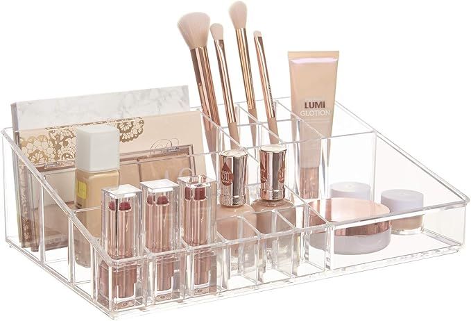 Amazon.com: STORi Audrey Clear Vanity Makeup Organizer | 15-Compartment Holder for Brushes, Eyesh... | Amazon (US)