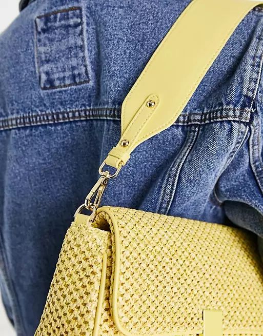 Topshop crochet straw look shoulder bag in yellow | ASOS (Global)