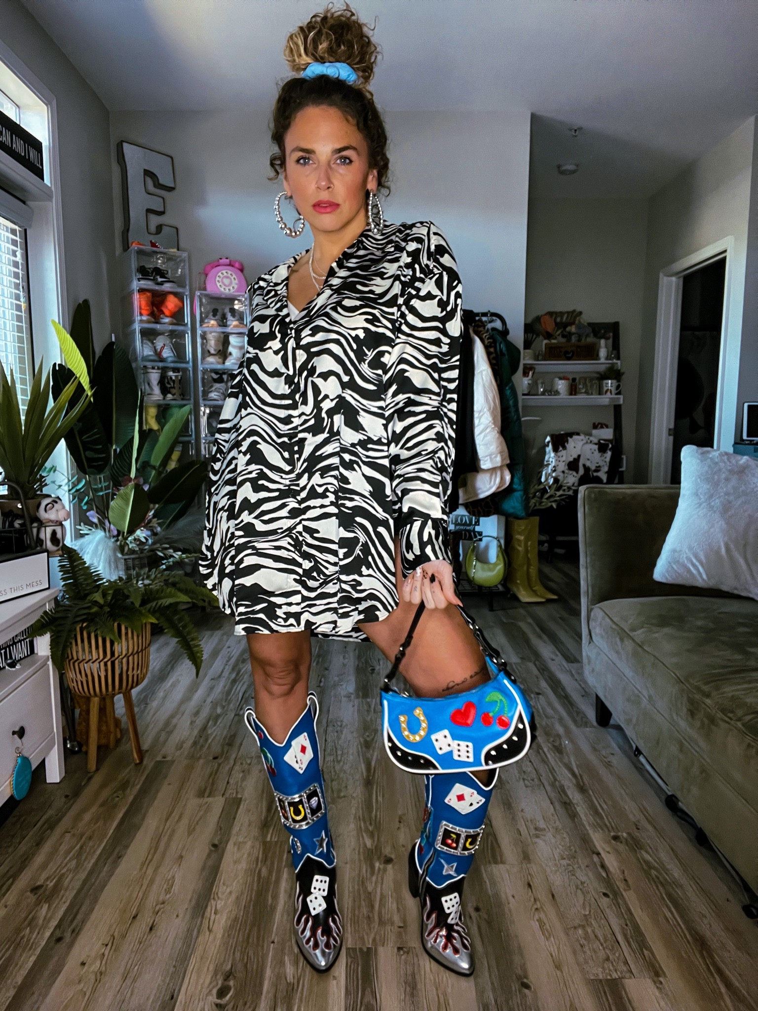 everyone has an addiction, mine happens to be shoes 🎲💙 #namethatsong #remix

Things to Know 📌
🫶🏻 #HnM Blouse - size L, runs super big!
🫶🏻 #DollsKill ‘No Luck Needed’ #CowboyBoots + Bag - can’t tag & couldn’t find any even remotely similar elsewhere 🥺. Boots run narrow AF & are a little heavy!
🫶🏻 I got my earrings from a boutique in #Nashville but I was able to find a similar pair in the same #Etsy shop where I got my necklaces 💙 
🫶🏻 #Amazon I’m Meme Lip Tint: shade Berry Pink.

xo, e

#LTKitbag #LTKcurves #LTKshoecrush