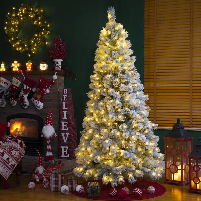 Guillema Pre-Lit Lighted Artificial Pine Christmas Tree | Wayfair North America