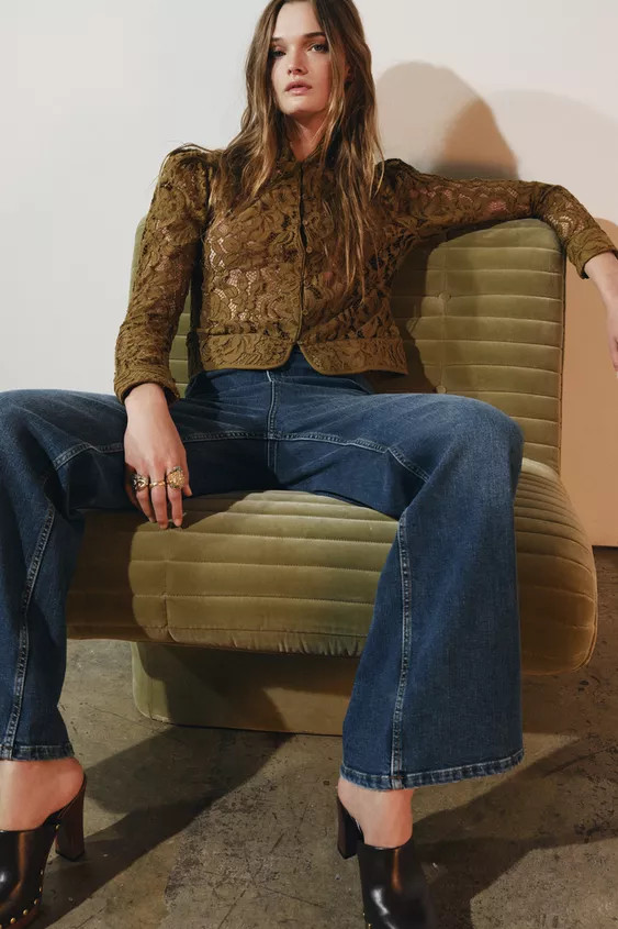 ZW COLLECTION LACE JACKET WITH BALLOON SLEEVES | Zara US