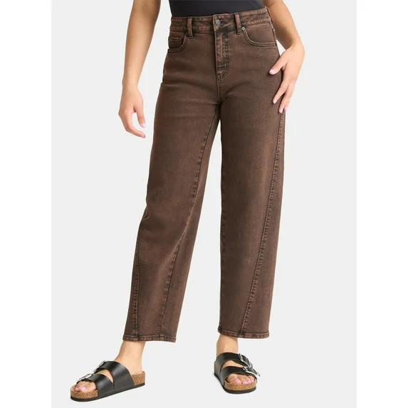 Time and Tru Women's High Rise Barrel Jeans, 26.5" Inseam, Sizes 0-20 | Walmart (US)