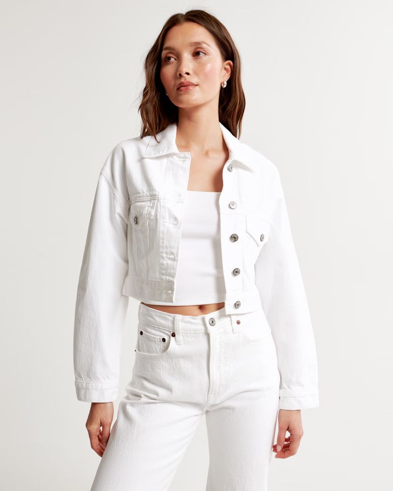 Women's Cropped Denim Trucker Jacket | Women's Coats & Jackets | Abercrombie.com | Abercrombie & Fitch (US)