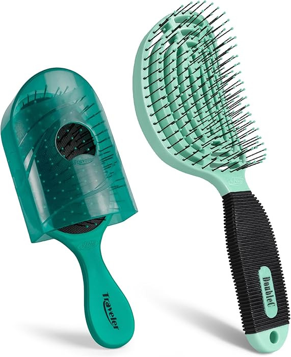 NuWay Traveler + DoubleC Bundle - Compact Travel Hair Brush with Protective Cover and Full-Size P... | Amazon (US)