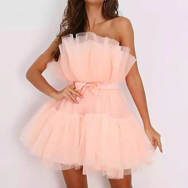 Women's Party Dress Corset Dress Short Mini Dress Black Pink Fuchsia Red Sleeveless Pure Color Ba... | Lightinthebox