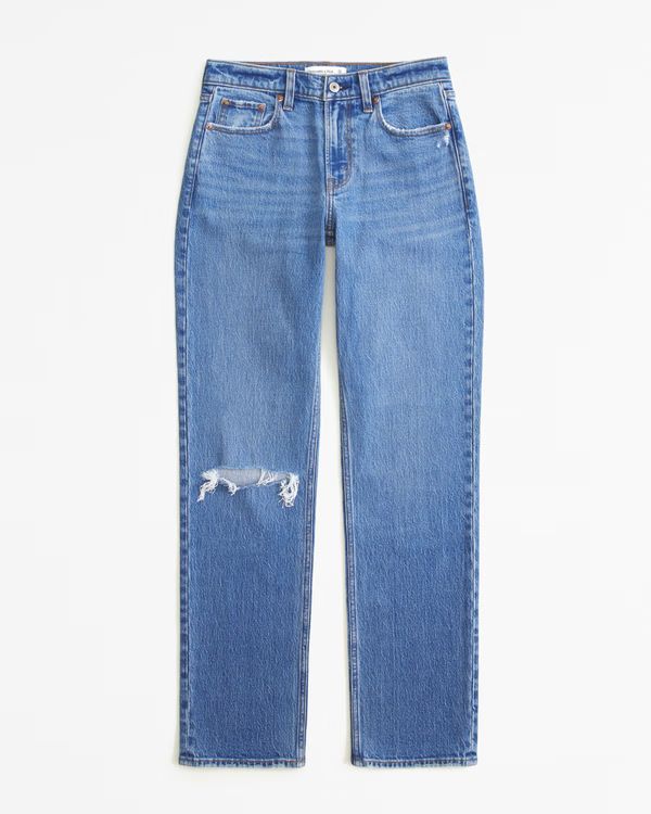 Women's Curve Love Mid Rise 90s Straight Jean | Women's Bottoms | Abercrombie.com | Abercrombie & Fitch (US)