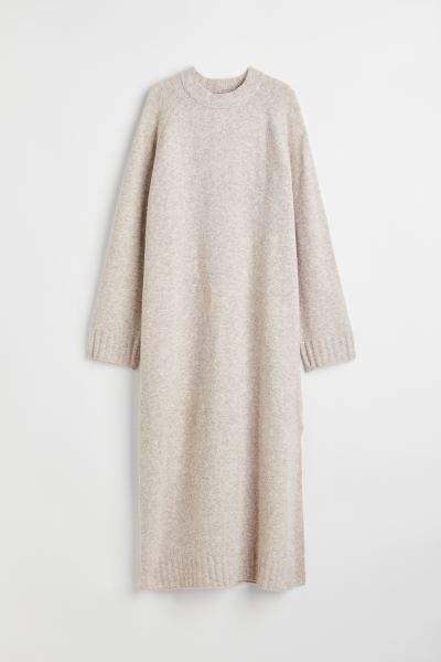 Knit Long Dress - Brown melange - Ladies | H&M US | H&M (US + CA)