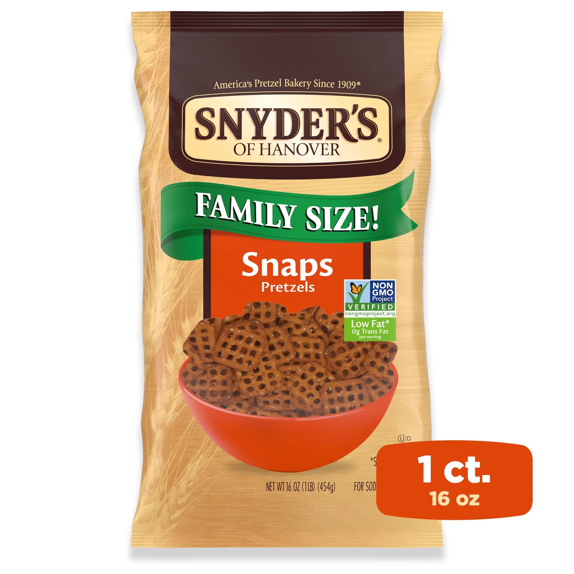 Snyder's of Hanover Pretzel Snaps, Family Size, 16 oz Bag | Walmart (US)