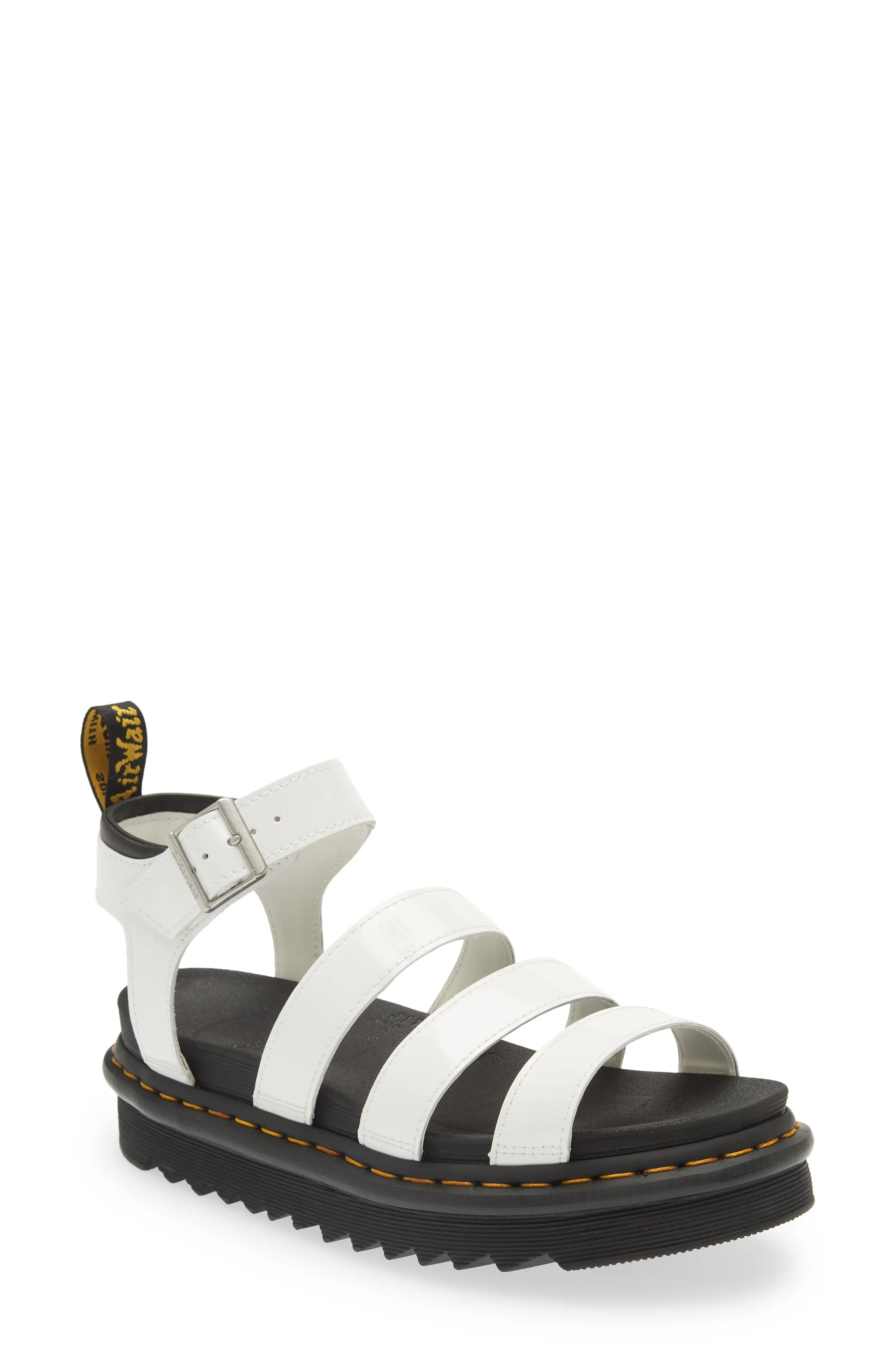 Dr. Martens Blaire Strap Sandal in White Patent at Nordstrom, Size 6Us | Nordstrom