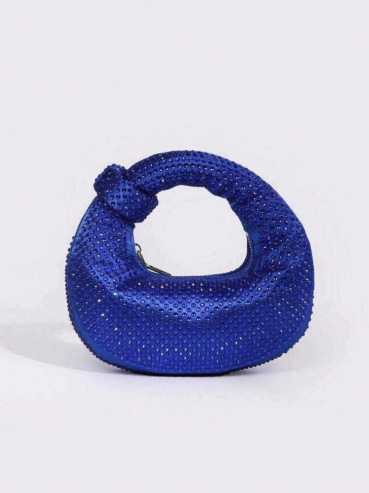 Sparkle Rhinestones Blue Bag | SHEIN
