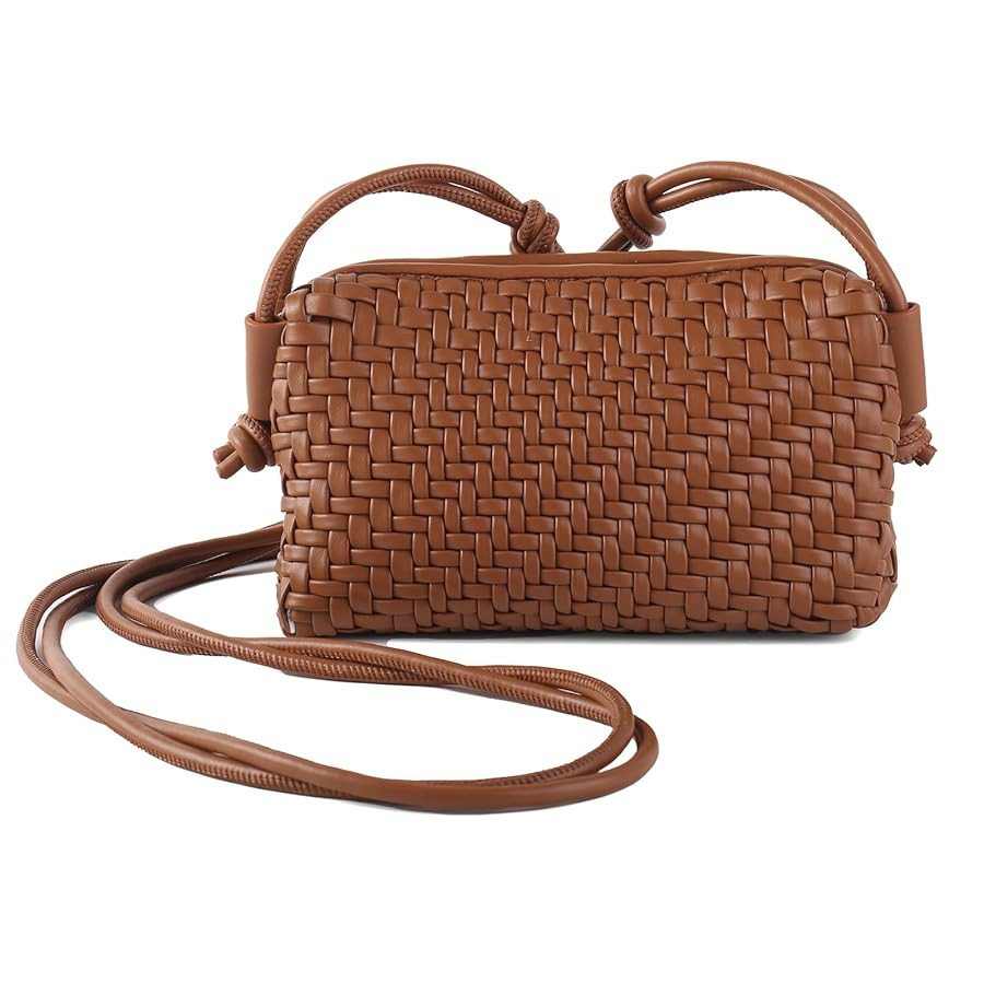 Crossbody Bag for Women Trendy Woven Purse Vegan Leather Small Shoulder Handbags with Strap | Amazon (US)