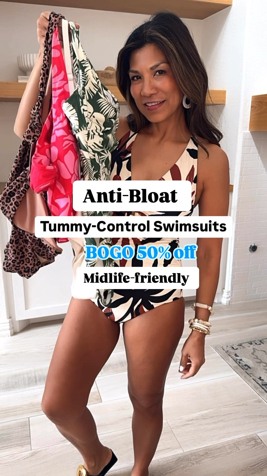 All these swimsuits are in size small,  straps are adjustable, moderate  to good back coverage. I’m 5’2” 118# for reference. Everything fit tts except swimsuit #5 and #7 if in b/w sizes size up in those. 
Waterproof Sandals with gold buckle tts.
Target sandals size down.
Tummy control, anti-bloat swimsuits. 
I linked swim cover up I’m loving and beach bags, accessories I have. 
Swimwear, swimsuits, resort wear, vacation, over 50 style, fashion over 40, Target style, bathing suits, beach, pool, spring break, cruise outfits. 

#LTKFindsUnder50 #LTKOver40 #LTKSaleAlert