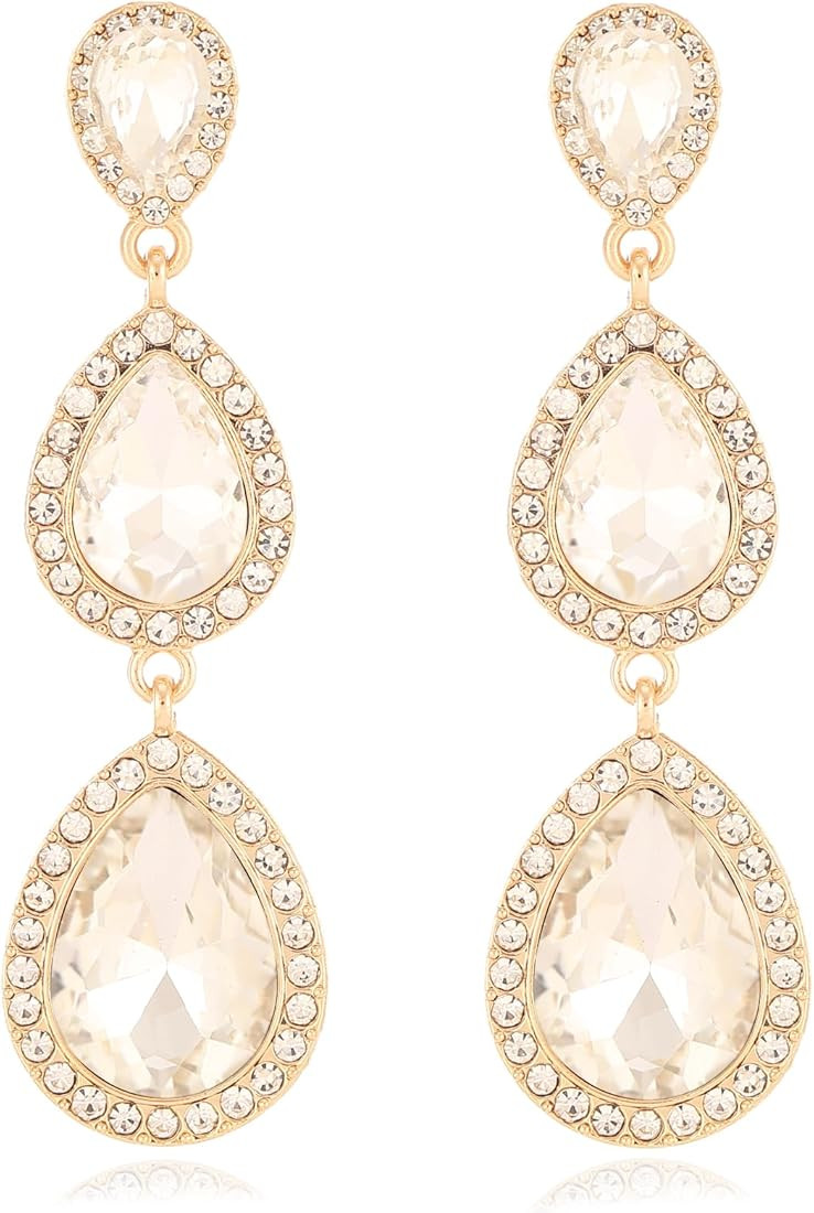 Vintage Rhinestone Teardrop Dangle Earrings Long Dangling Drop Earrings Crystal Chandelier Earrin... | Amazon (US)
