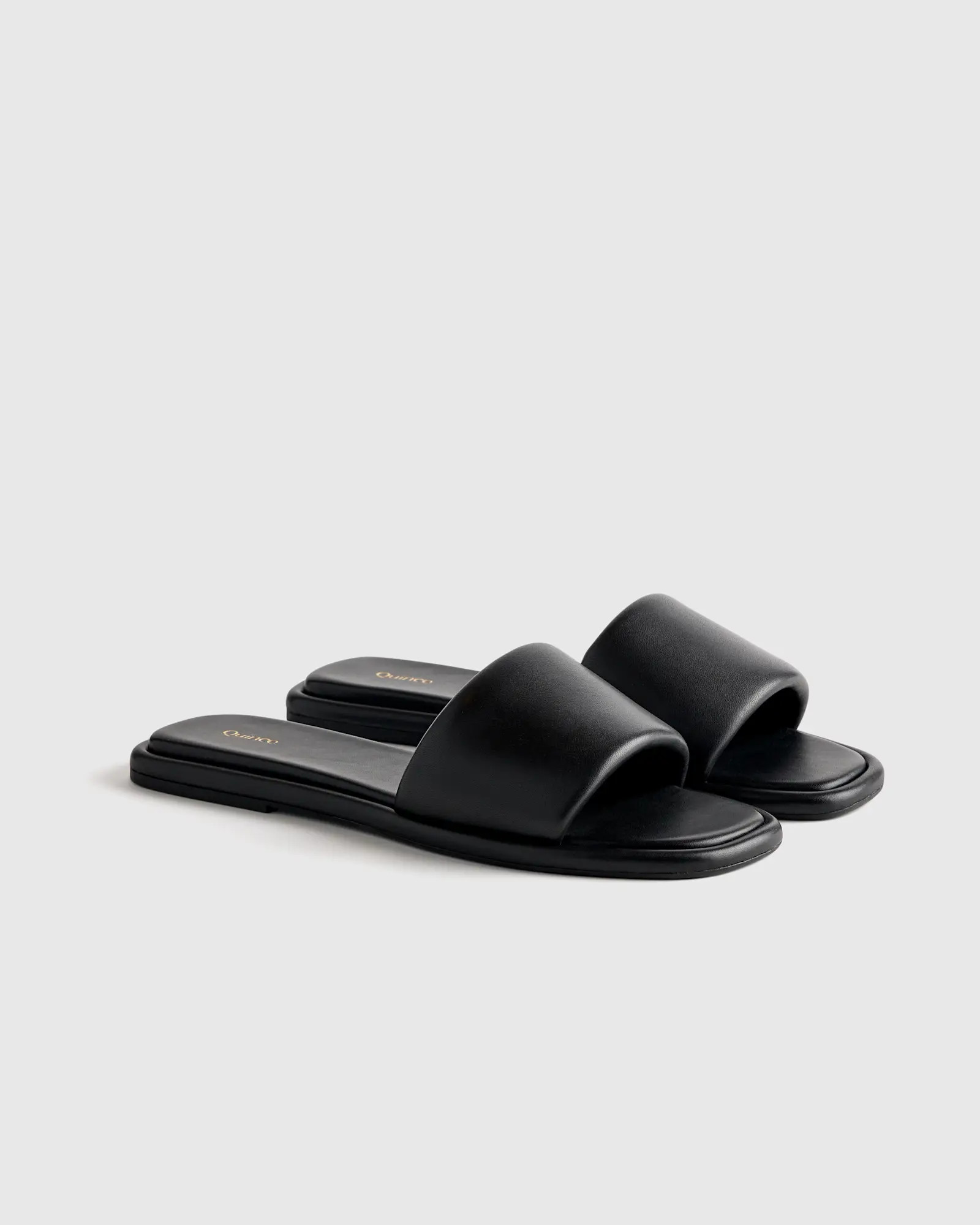 Leather Slide Sandal in Black | Quince