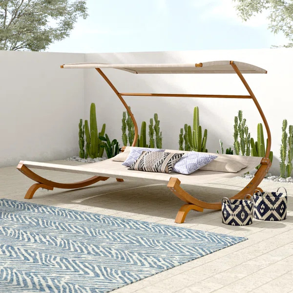 Tillis Double Teak Chaise Lounge with Cushion | Wayfair Professional