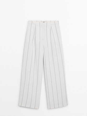 Wide-leg striped trousers - Massimo Dutti | Massimo Dutti US