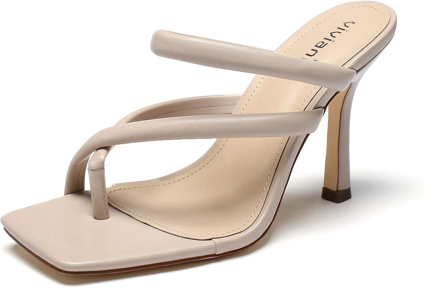 vivianly Women's Criss Cross Thong Slip On Stiletto Heel Sandals | Amazon (US)