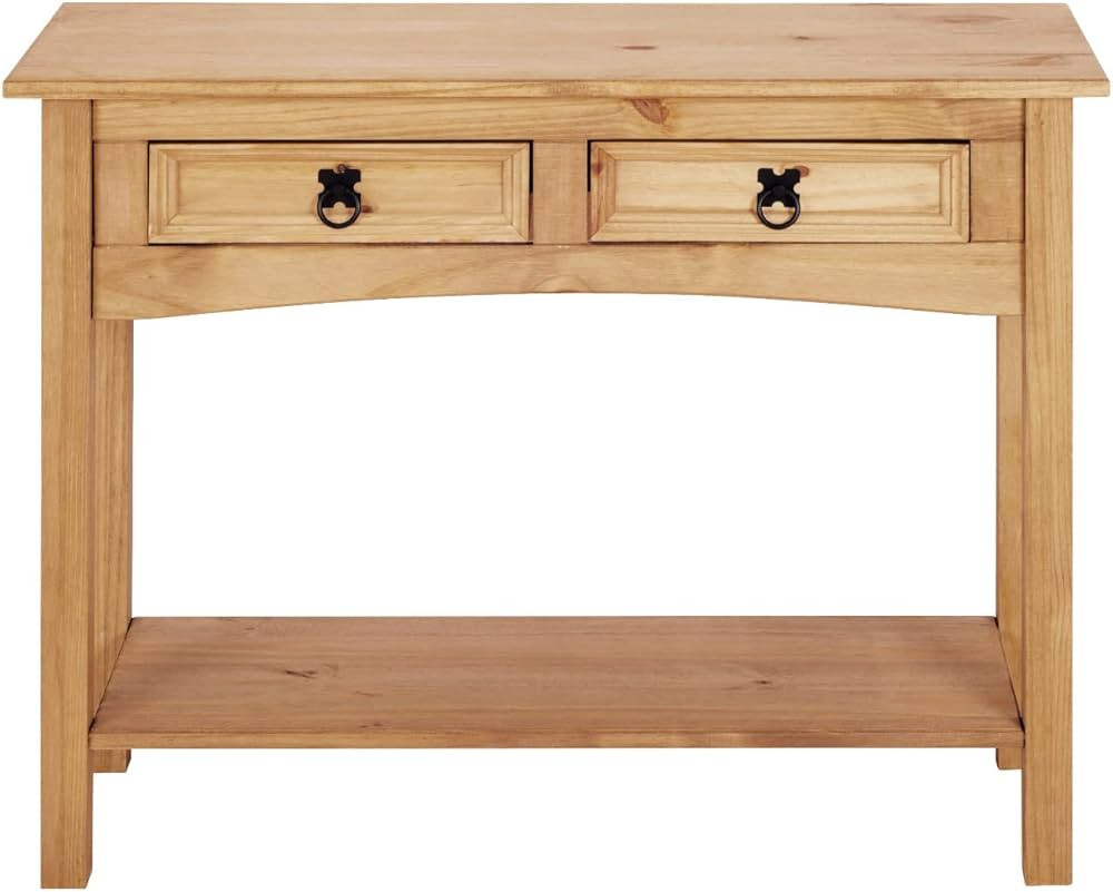 Mews Corona 2 Drawer Console Table, Waxed Pine, W 90 x D 35 x H 73 cm | Amazon (UK)
