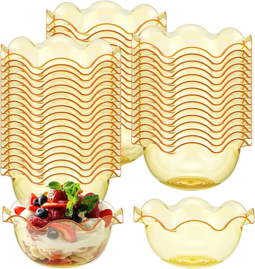 Newtay 50pcs 6oz Small Plastic Dessert Bowls Ice Cream Bowls Reusable Flower Shaped Party Serving... | Amazon (US)