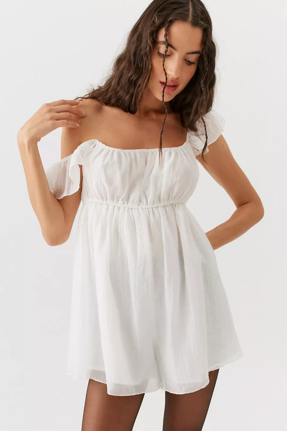 UO Kate Babydoll Romper | Urban Outfitters (US and RoW)