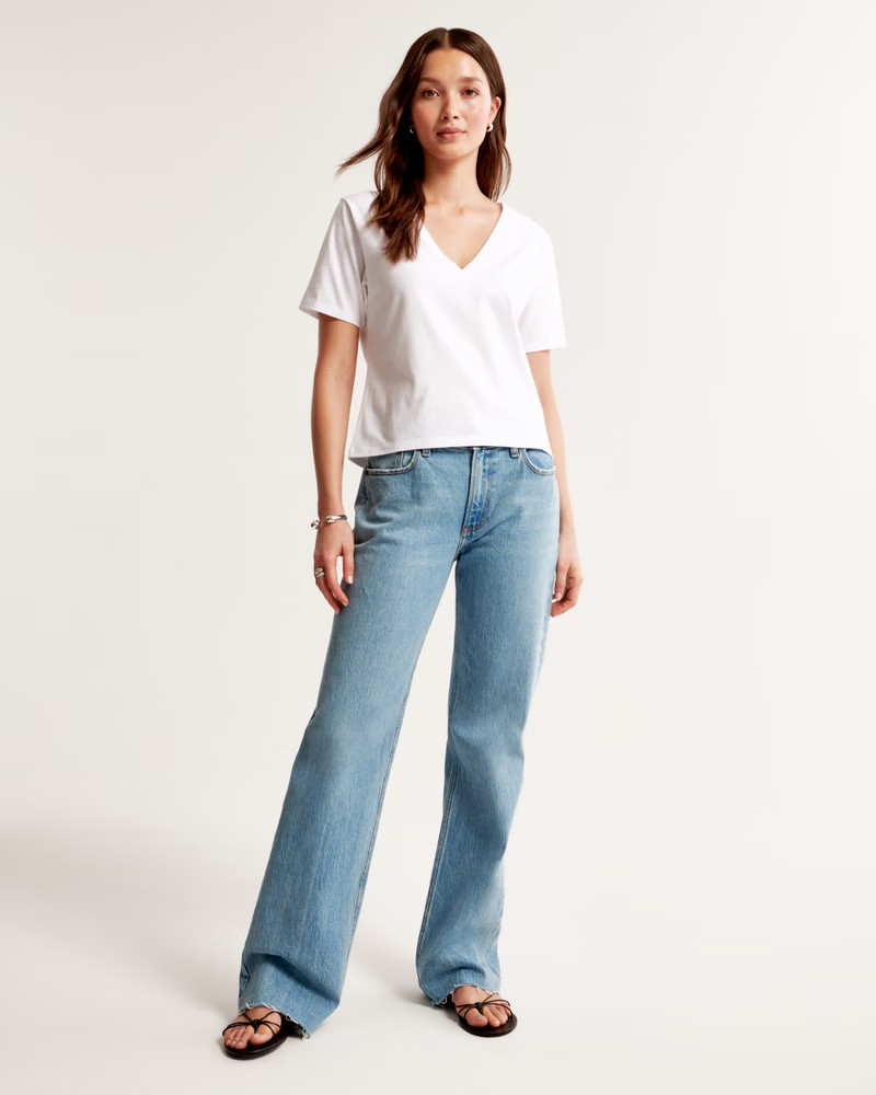 Premium Polished V-Neck Relaxed Tee | Abercrombie & Fitch (US)