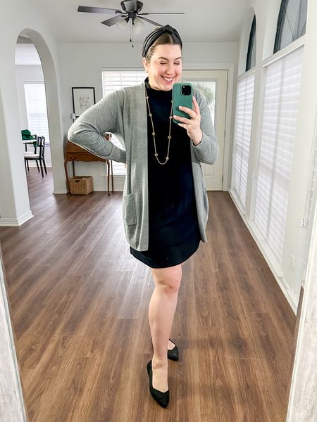Workwear #ootd 2/9/24 

Found an Amazon dupe for this dress since mine is sold out and my sweater is $30 on sale! 

Womens business professional workwear and business casual workwear and office outfits midsize outfit midsize style 

#LTKworkwear #LTKsalealert #LTKfindsunder50