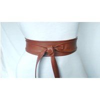 Leather Wrap Obi Belt Brown Women's Waist Cincher Wrap Handmade | Etsy (US)