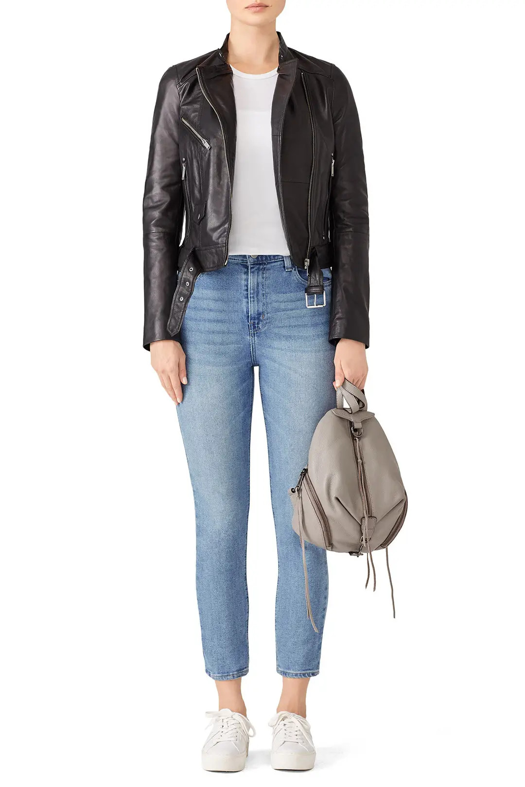 Slate & Willow Classic Black Leather Jacket | Rent The Runway