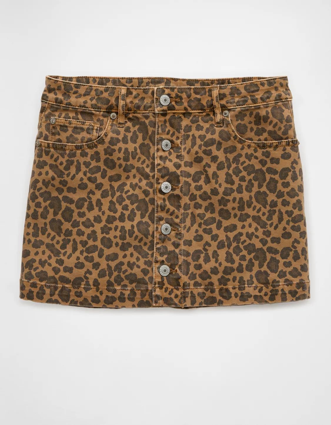 AE Leopard Low-Rise A-Line Mini Skirt | American Eagle Outfitters (US & CA)