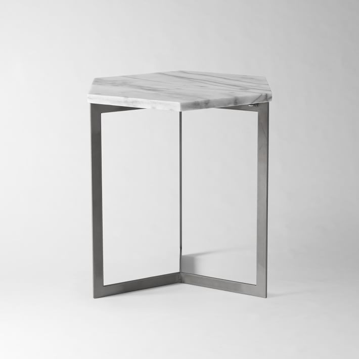 Hex Side Table (15.5") - Raw Steel | West Elm (US)
