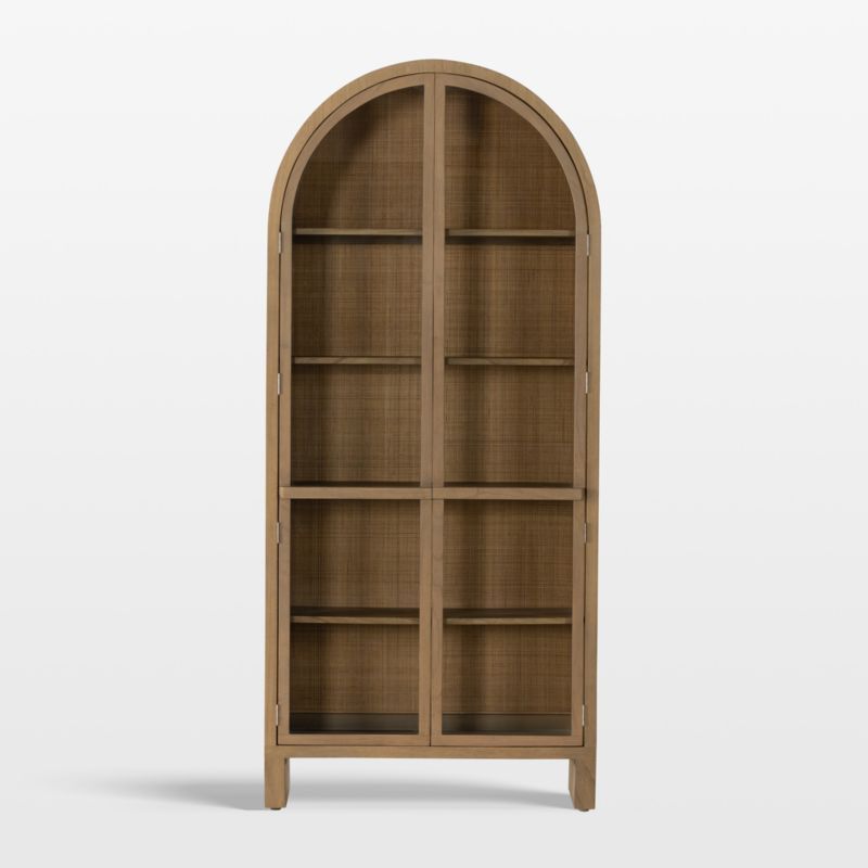 Lana Burnished Mindi Wood Storage Display Cabinet | Crate & Barrel | Crate & Barrel