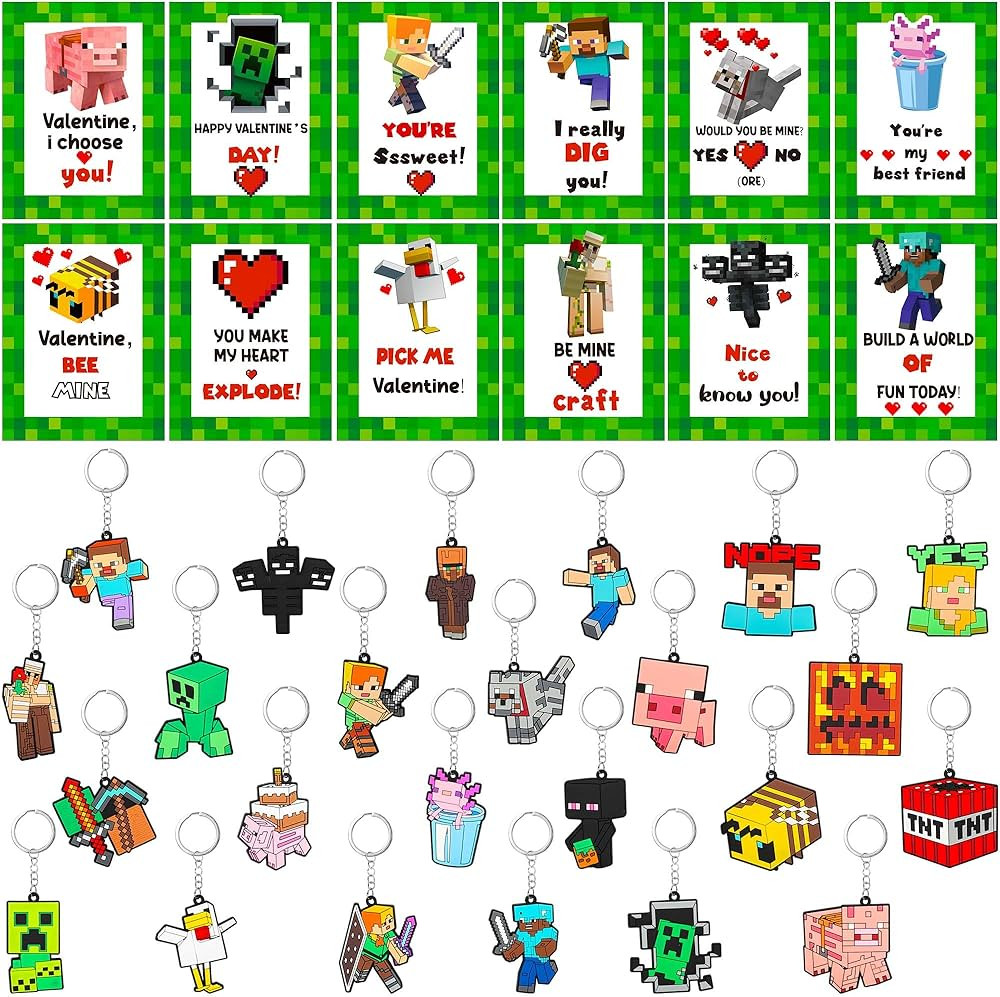 Nuwuo Kids Valentines Day Gifts For Classroom - 24 Pack Valentines Exchange Gifts With Miner Keyc... | Amazon (US)