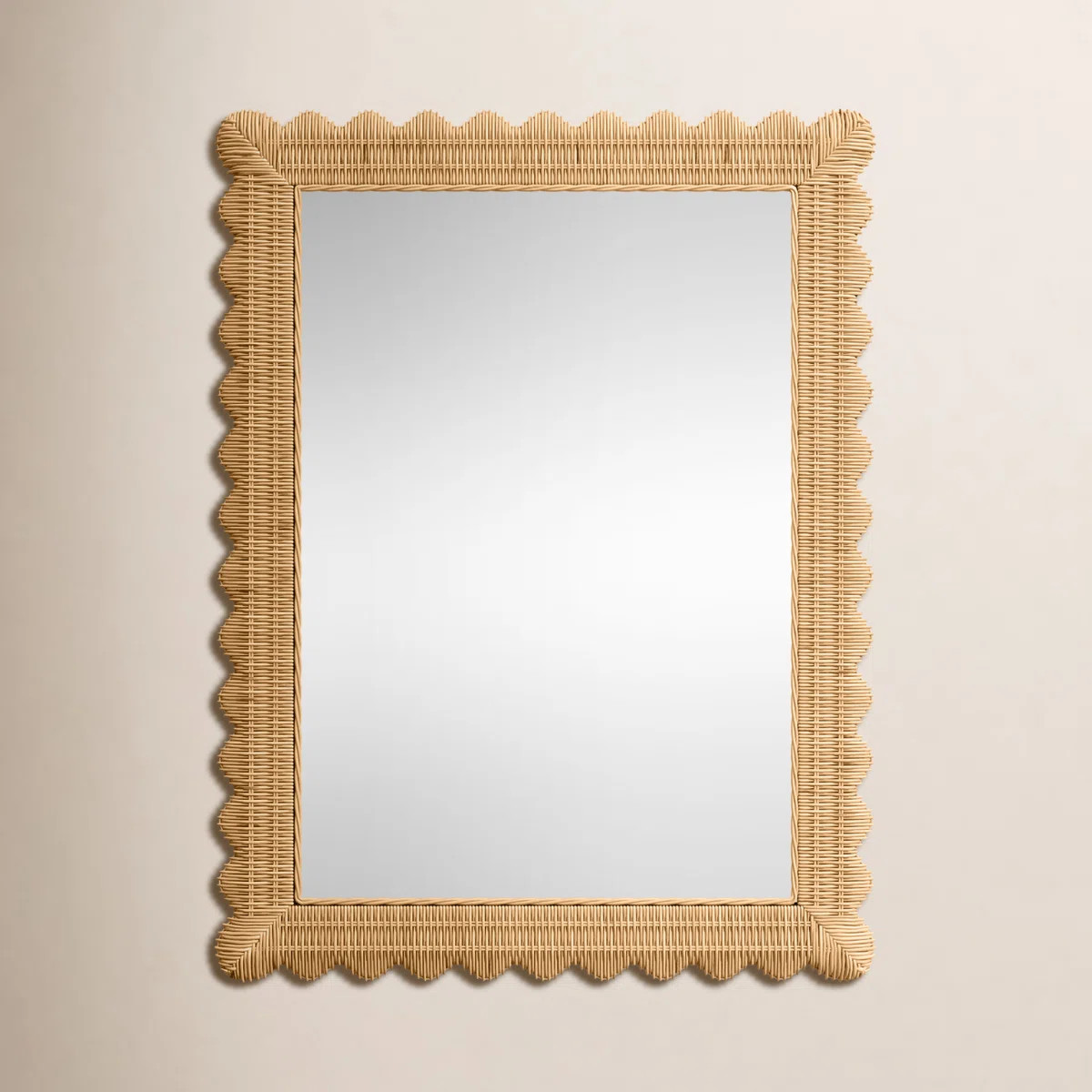 Lacie Rattan Rectangle Wall Mirror, Natural Brown | Wayfair North America