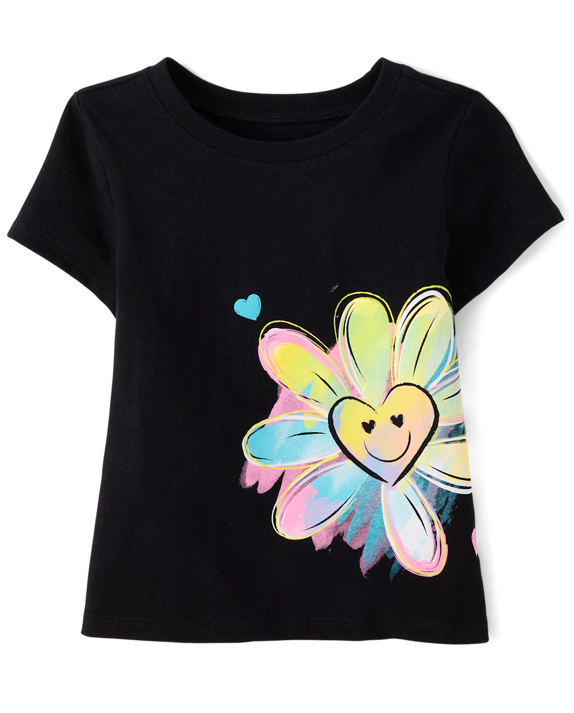 Baby And Toddler Girls Flower Heart Graphic Tee - black | The Children's Place