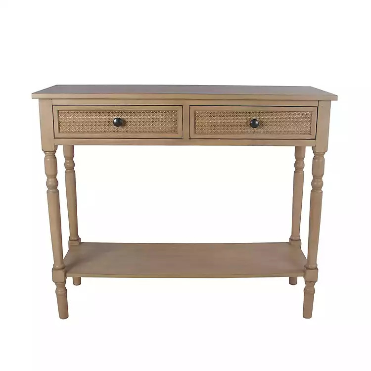 Camel Brown Rattan Console Table | Kirkland's Home