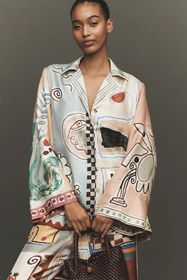 ALÉMAIS Michelle Silk Buttondown Shirt | Anthropologie (US)