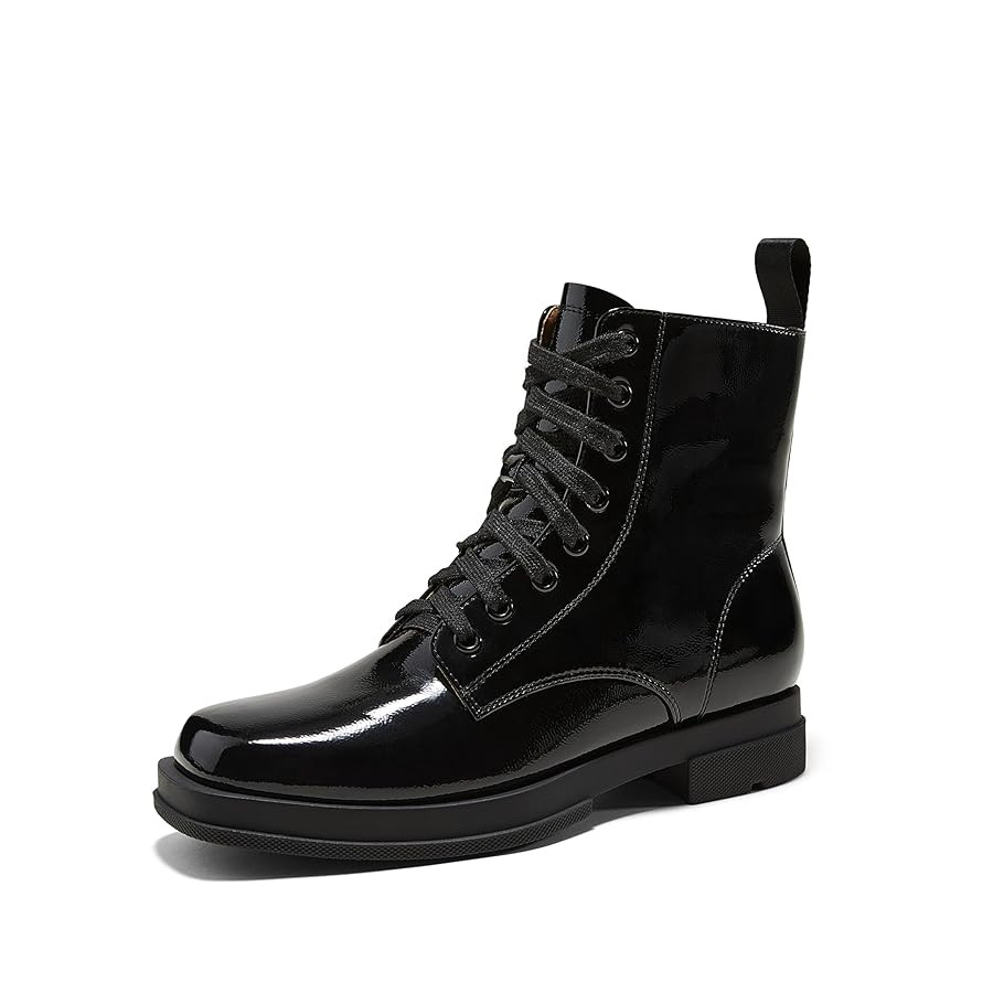 Arromic Black Ankle Boots Women's Lace-up Combat Boots with Side Zipper Square Toe Low Heel Fashi... | Amazon (US)