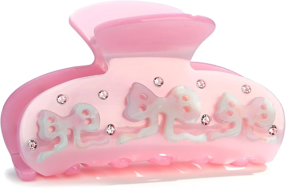 LILIE&WHITE 1PC Pink Acrylic Bow Hair Clips For Women Cute Bow Hair Claws Hair Accessory | Amazon (US)