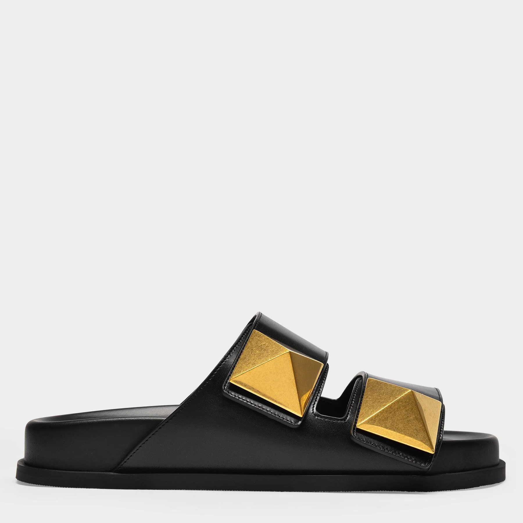 One Stud Sandals in Black Leather | Monnier Paris (ROW)