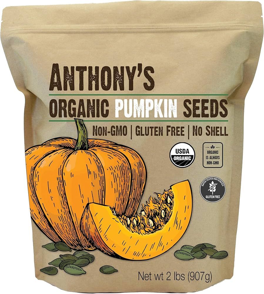 Anthony's Organic Pumpkin Seeds, 2 lb, Gluten Free, Non GMO, No Shell, Unsalted, Raw | Amazon (US)