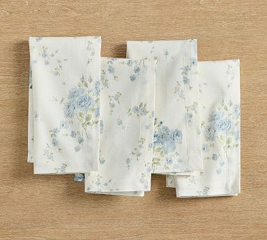 LoveShackFancy Summer Blue Rose Cotton Napkins - Set of 4