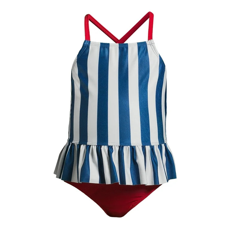 Wonder Nation Toddler Girl Cross-Back Tankini Swimsuit, Sizes 12M-5T | Walmart (US)