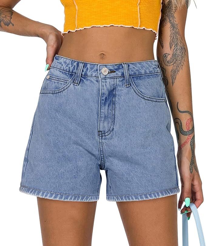 CHICZONE Mid-High Waisted Jean Shorts for Women Ripped Stretchy Casual Summer Denim Shorts | Amazon (US)