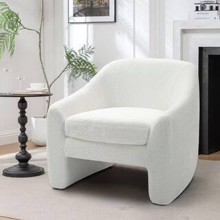 Beige Boucle Polyester Accent Arm Chair(Set of 1) | The Home Depot