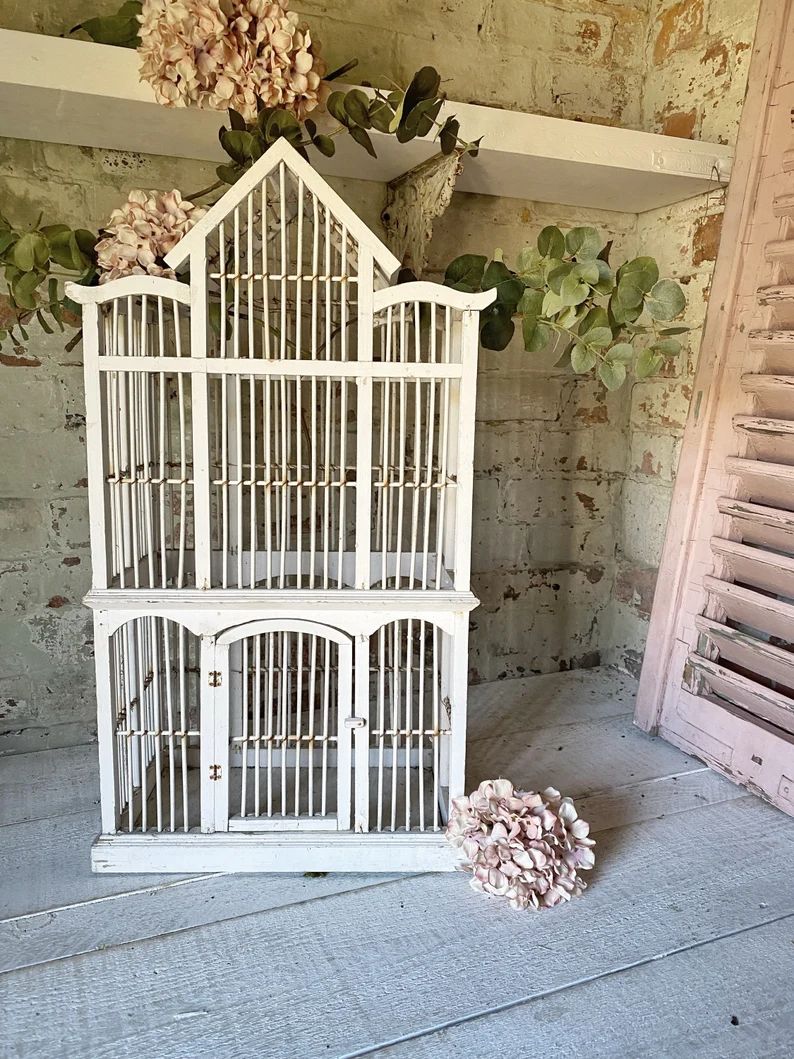 Vintage French White Bird Cage | Etsy | Etsy (US)