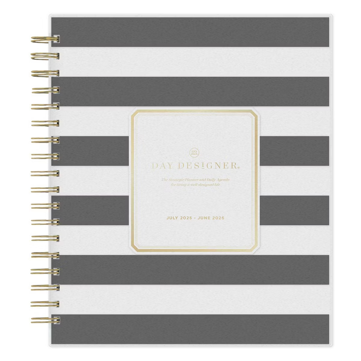 Day Designer Daily/Monthly Wirebound Planner 8x10 Frosted Rugby Stripe Undated | Target