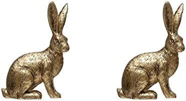Set Of 2 Bunny Rabbit Figures In Metallic Gold Finish | Amazon (US)