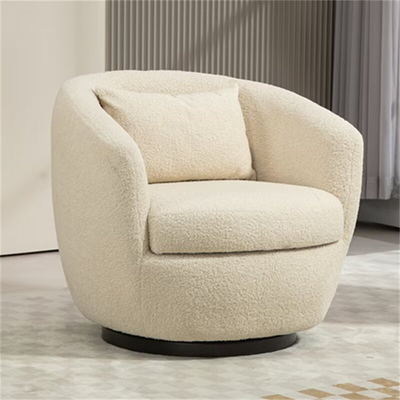 Swivel Accent Chair with Storage, 360° Metal Base Teddy Fabric Upholstered Modern Barrel Sherpa ... | Walmart (US)