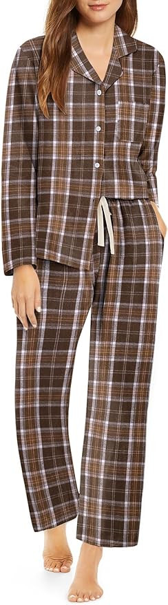 Ekouaer Pajamas Set for Womens 2 Piece Cotton Plaid Loungewear Long Sleeve Sleepwear Soft Button ... | Amazon (US)